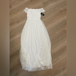 White bridesmaid or bridal dress, new with tags, size Small.